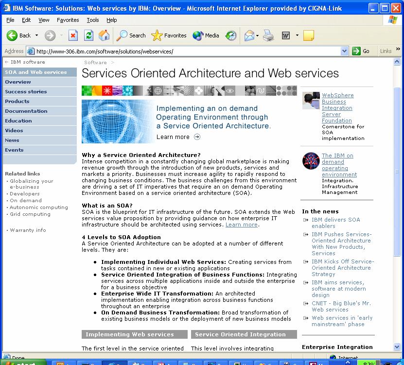 IBM & SOA. IBM s Website on SOA (linked here from developerworks.