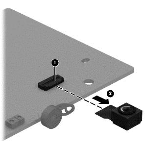 Rear-facing webcamera NOTE: The rear-facing webcamera and cable are included in the Webcamera Kit, spare part number 739008-001. Before removing the rear-facing webcamera, follow these steps: 1.