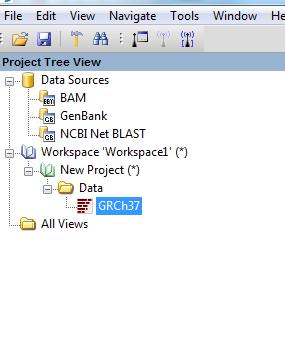 Select Create a new Project and Click on Finish. The human genome build should be visible under a New Project.