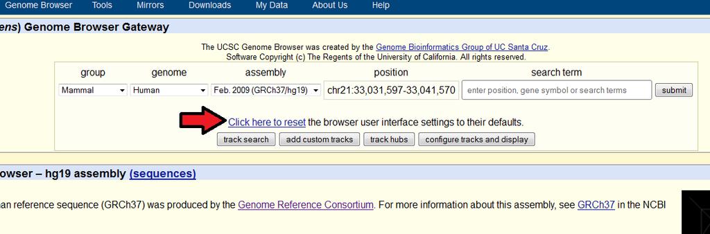edu/ in a web browser and click on Genome Browser link.