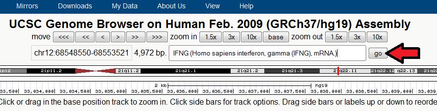 interferon gamma). Click on the IFNG mrna from the autocomplete feature.