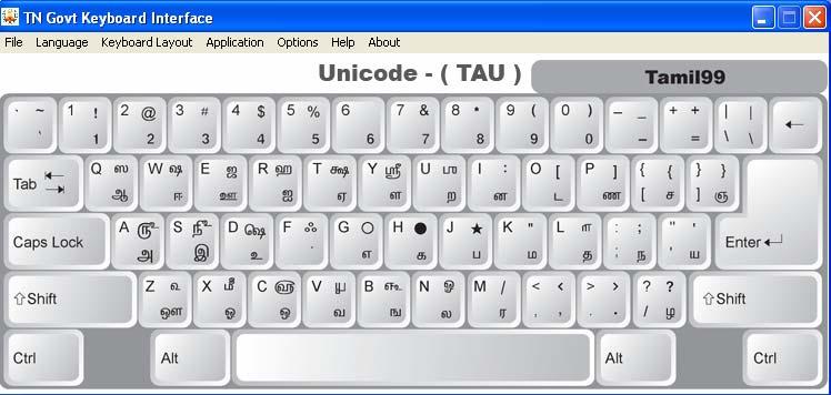 In the keyboard interface, you can select your Keyboard Layout, and Application from the respective Menus.