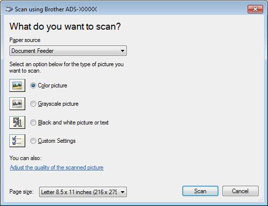 Scan Using Your Computer WIA Driver Settings 5 1 2 5 1 Paper source You can select Document Feeder only.