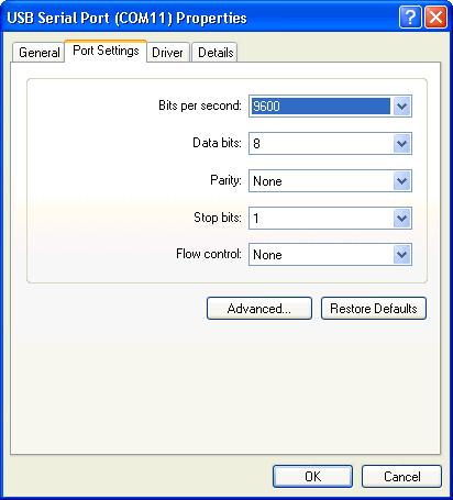 To reassign the COM port number, double click on the USB Serial Port selection to be changed.