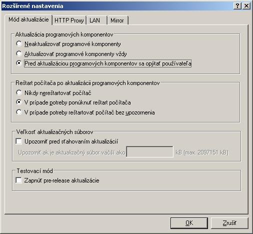 Po aktualizácií programových komponentov je nevyhnutné v záujme plnej funkcionality modulov uskutočniť reštart počítača.