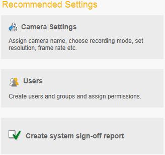 4 3.1 Meridian Admin Center User Guide Recommended Settings The Recommended Settings are a series of links