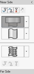 Parts and Features (1) Nearside Counterbore (2) Straight (3) Straight Threaded However, this is the order in which manufacturing creates the holes: (3) Straight Threaded (2) Straight (1) Nearside