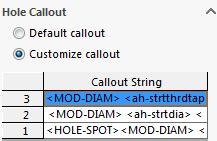 To reorder the callouts, select the Callout String and click Move Up and Move Down. 3. To customize a callout string, double-click it in the Callout String list and select variables.