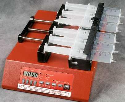 NE 1600 Six Syringe Pump Similar to NE-1000 but holds 2, 4, or 6 syringes of up to 60 cc each. Infusion rates from 0.