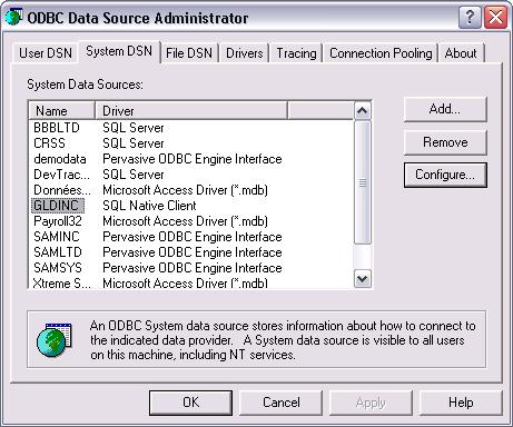 Creating System, Company, and Portal Databases Creating ODBC Connections on Client Workstations If you are using a DSN to connect to your SQL databases on the server, on all client workstations,