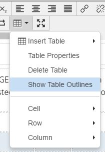 Adding Tables in the WYSIWYG Editor Overview The default toolbar of the WYSIWYG Editor includes the standard tools for editing tables such as the ability to insert, delete, and define rows and