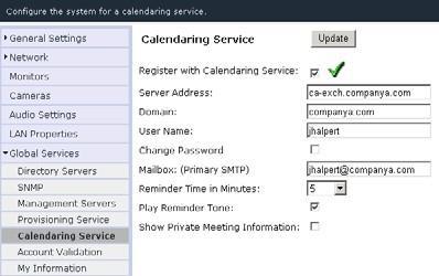 Figure 16: User-based Calendar Settings in the Polycom HDX System Figure 17 shows the configuration for a Small Office Home Office (SOHO) user.