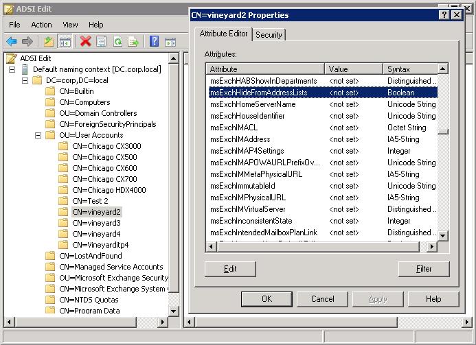 Hiding the Secondary Codecs in the Directory Using the ADSI Edit Tool Active Directory Service Interfaces Editor (ASDI Edit) is a Lightweight Directory Access Protocol (LDAP) editor that you can use