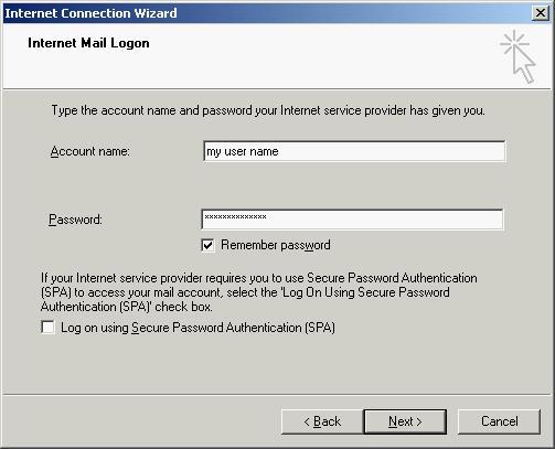 clients_ba.fm Mailbox Processing on the PC and the E-Mail Service Microsoft Outlook Express Enter your XPR user name as the IMAP account name.