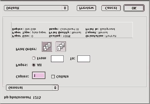 Printing from your Macintosh Using the Print dialog box Use the Print dialog box to create customized high-quality prints.