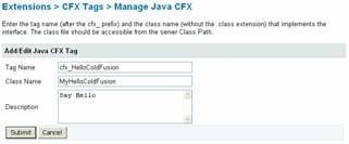 Using Java CFX Tags ColdFusion Extension (CFX) tags were the first tool for integrating ColdFusion with Java Java CFX API (cfx.
