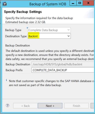 Online Complete Database Backup Online Complete Database Backup You can perform the SAP HANA database backup when the database is online using BACKINT.