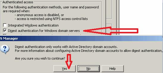 Step 10 Select the checkbox for Digest Authentication for Windows Domain