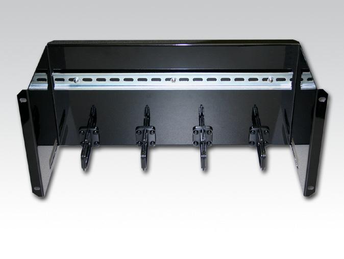 19 rack or cabinet. Constructed of heavy-duty powder-coated 16-gauge steel, the adapter brackets each support up to 50 pounds of weight.