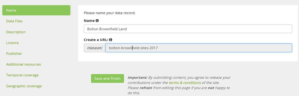 over time, so avoid putting dates in the Dataset name.