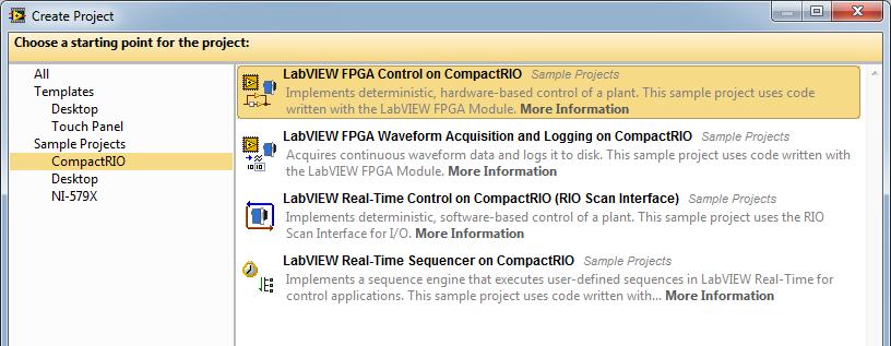 LabVIEW for CompactRIO Sample Projects Pre-built architectures for embedded control