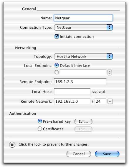 3. Connecting a VPN Tracker Host to a NETGEAR VPN Firewall using PSK 3.