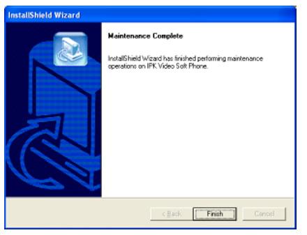 After a while the following screen is displayed. Figure 2-25 Maintenance Complete Screen 6. Click Finish.