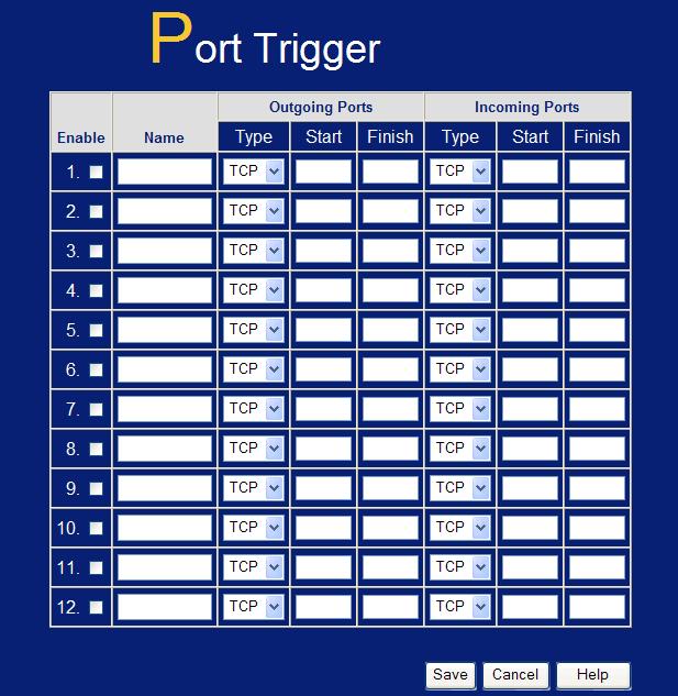 Port Trigger If you use Internet applications which use non-standard connections or port numbers, you may find that they do not function correctly because they are blocked by the WBR- 3600 Router's