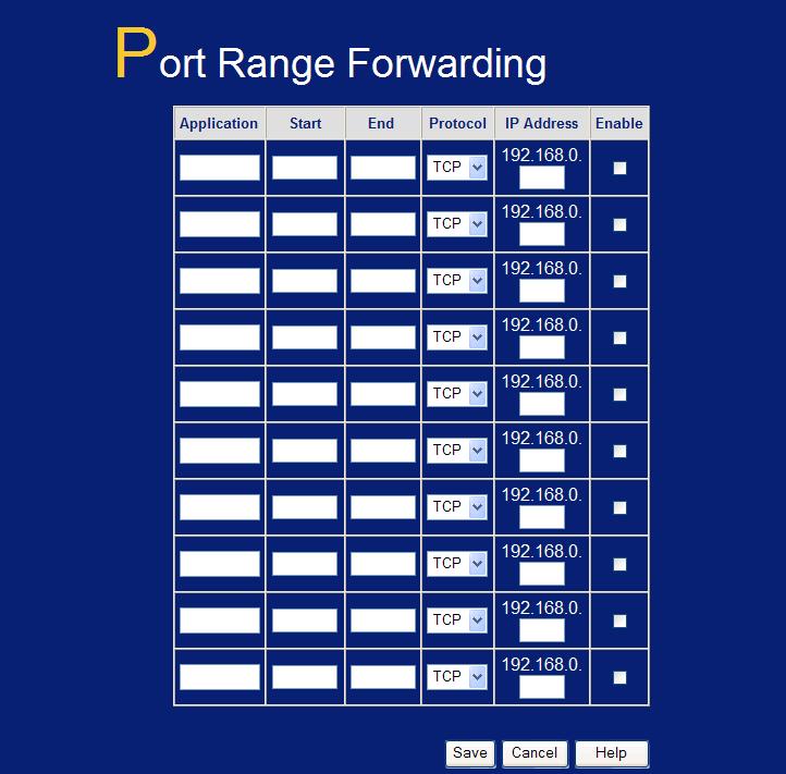Port Range Forward This feature allows you to make Servers on your LAN accessible to Internet users.