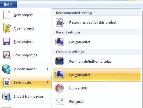Windows Movie Maker Ge ng Started [Publica on 9] Sharing a Presenta on Movie Maker projects must be saved as a movie file before they can be shared and viewed.