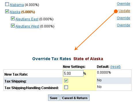 48 E-Commerce Help Manual Taxes The 7.3.3 release includes the ability to override tax rates with rates you establish. The tax rates can be overridden at the state, county, or city level.
