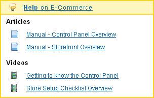 58 E-Commerce Help Manual The Navigation Tabs: These are the tabs at the top of the Control Panel and allow you quick and easy access to any section of the Control Panel.