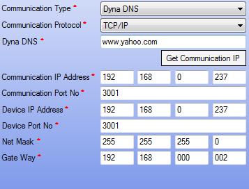 7. Enter Communication IP Address of the Device. The IP address should match with the actual IP address entered on the Device.