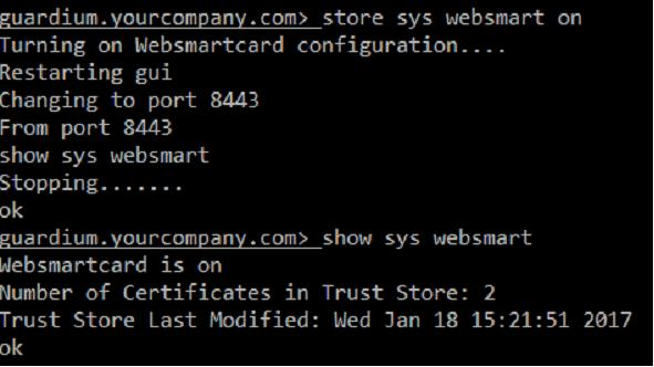 Enabling the feature from CLI (can only be done in CLI) To check the status, use the CLI command, show system websmartcard.