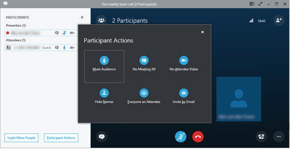 Managing all participants With these features, you can manage everyone in your conference with a few clicks. 1 Click on the people icon to access the panel. 2 Then click on ACTIONS.