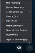Skype Meeting Options You can change your security settings through the Skype Meeting Options panel by clicking on the More Options icon in the