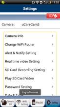 Notify Setting Set Real time video Check SD Card