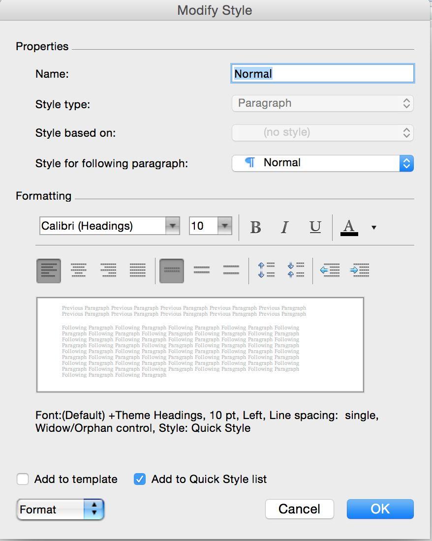 Here customize Font, Size, Bold, Italic, Format then save