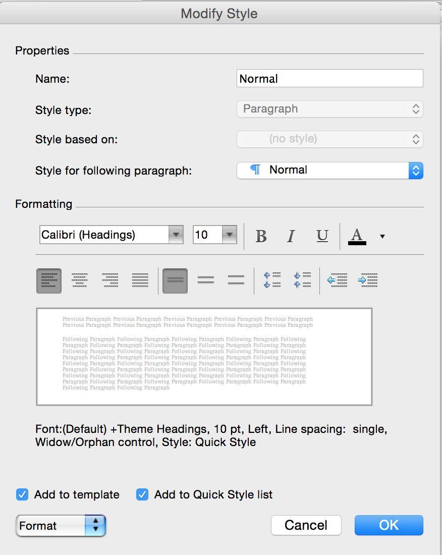 Save Template: 1. Adjust your styles, margins, etc. in a BLANK document. 2. In the File Ribbon, select Save As, then click on the Browse button. A dialogue box will come up.