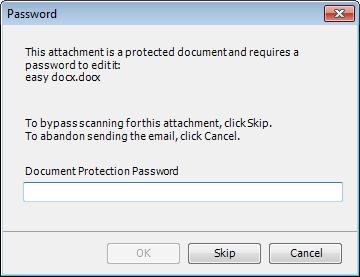 When an attachment is a protected document, Workshare Protect also requires the password in order to check the document.