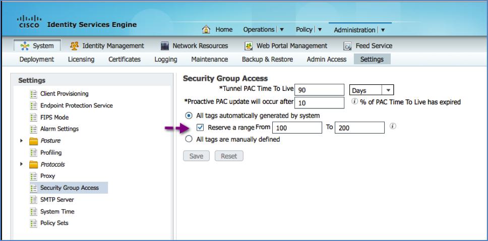 Step 4 Step 5 Navigate to Policy->Policy Elements->Results->TrustSec->Security Groups Create the security group using the desired method.