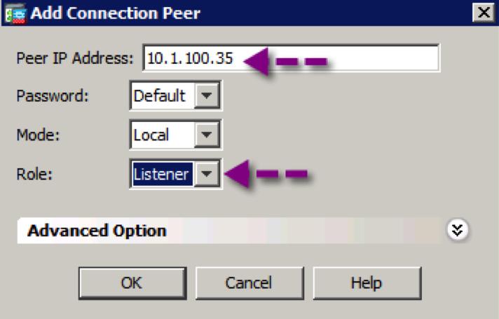 Enter the peer s IP address and specify the ASA s role Step 4 Click OK On the