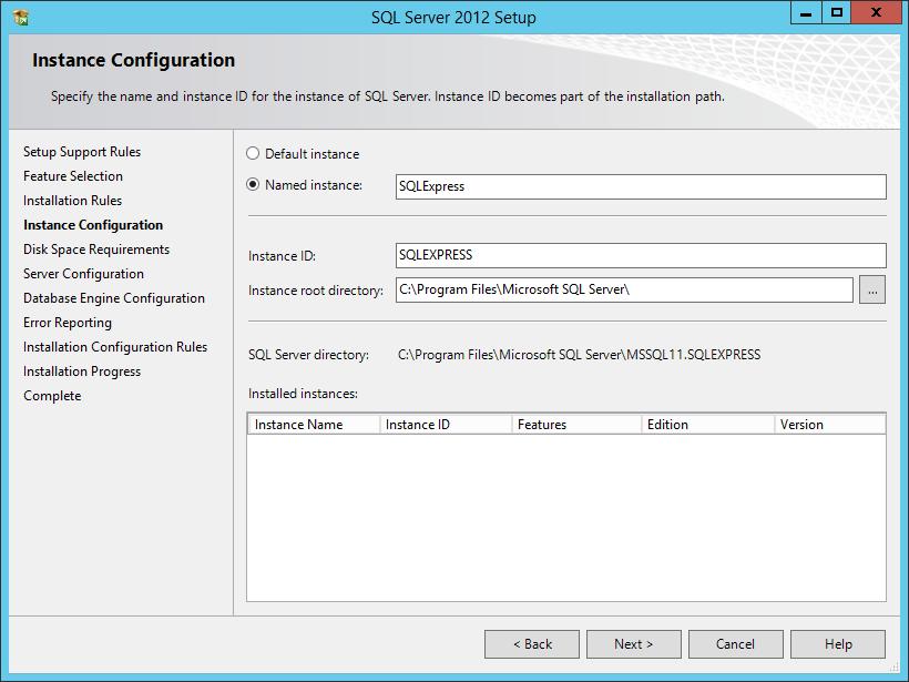 instance. An SQL Server instance has its own copy of the server files, databases and security credentials. Click Next.