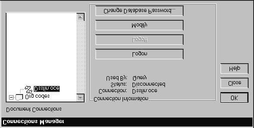 A dialog box appears. 3. CLICK on the OCE for which you wish to change the password and CLICK on Change Database Password.