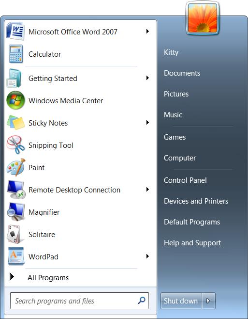 1. Click the Start button. The Start menu appears. 2. Select All Programs from the menu. A list of programs that are available on your computer appears. 3.