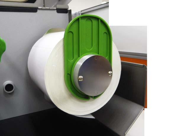 4. Place the roll of media on the label supply spindle