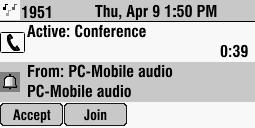 Using the Advanced Features of Your Phone Placing Computer or Mobile Audio on Hold To place computer or mobile audio on hold: >> From your conference phone, scroll to PC-Mobile audio, and then press