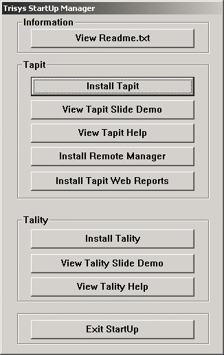 Installation Remote Manager Manual Installing Remote Manager Install and setup Tapit (see Tapit Manual for instructions; if you do not have the hard copy of the manual you can find TapitManual.