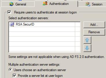 Configure Trunks for SecurID Authentication 1. Using the Forefront UAG Management console, select the trunk for which you want to configure SecurID Authentication. 2.