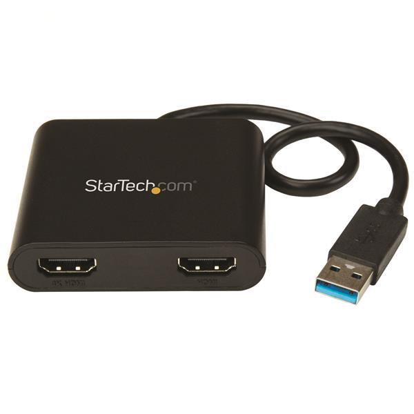 USB to Dual HDMI Adapter - 4K Product ID: USB32HD2 This USB to HDMI Dual Monitor adapter lets you add two independent HDMI displays to your computer using a single USB 3.0 port.